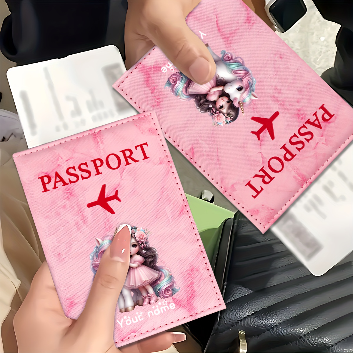 Travel Accessories Uk - Unicorn Girl Pattern PU Passport Holder