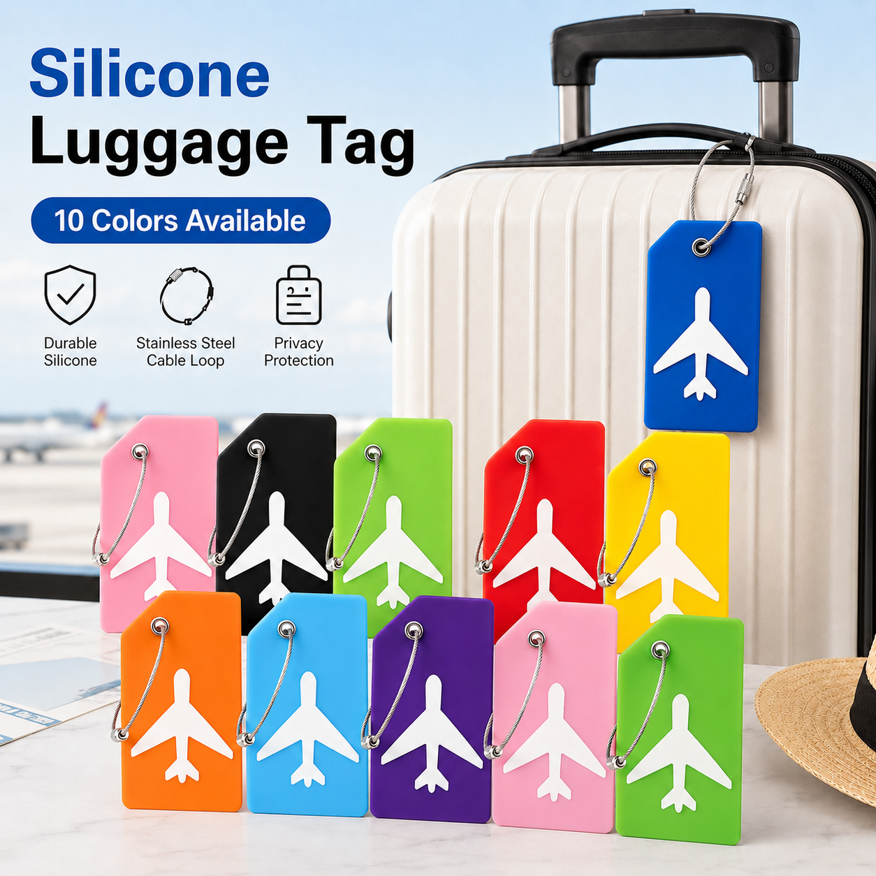 Travel Accessories Logo - 2/5PCS Silicone Travel Luggage Tag Airplane